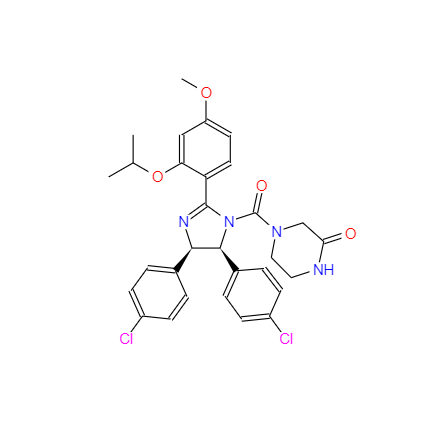 CAS：675576-97-3，4-[[(4R,5S)-4,5-雙(4-氯苯基)-4,5-二氫-2-[4-甲氧基-2-(1-甲基乙氧基)苯基]-1H-咪唑-1-基]羰基]-2-哌嗪酮 