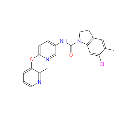 CAS：181632-25-7，6 - 氯-2,3 - 二氫- 5 -甲基- N - [6 - [(2 - 甲基-3 - 吡啶基)氧] -3 - 吡啶基] - 1H -吲哚- 1 - 酰胺鹽酸鹽 