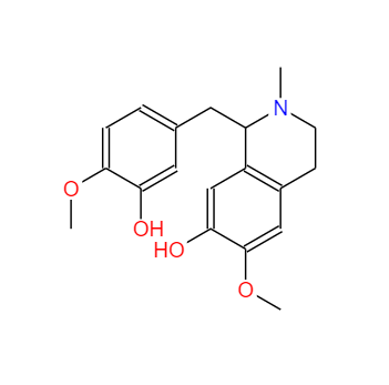 CAS：1699-46-3，1-(3-羥基-4-甲氧基芐基）-6-甲氧基-2-甲基-1,2,3,4-四氫異喹啉-7-醇