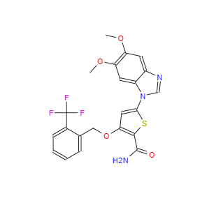 CAS：660868-91-7，3-[2-(三氟甲基)芐氧基]-5-(5,6-二甲氧基-1H-苯并[D]咪唑-1-基)-2-噻吩甲酰胺
