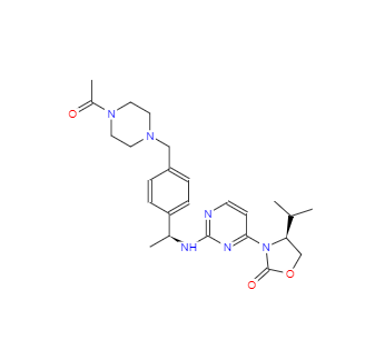 CAS：1429180-08-4，(4S)-3-[2-[[(1S)-1-[4-[(4-乙酰基-1-哌嗪基)甲基]苯基]乙基]氨基]-4-嘧啶基]-4-異丙基-2-惡唑烷酮